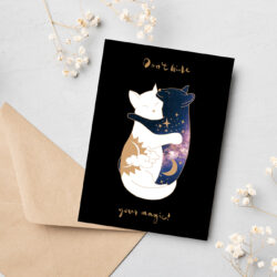 Postkarte "Magic Cats" mit partiellem UV-Lack