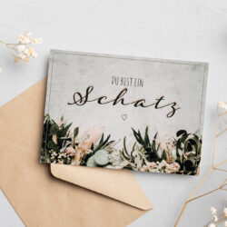 Graspapier Postkarte "Schatz"